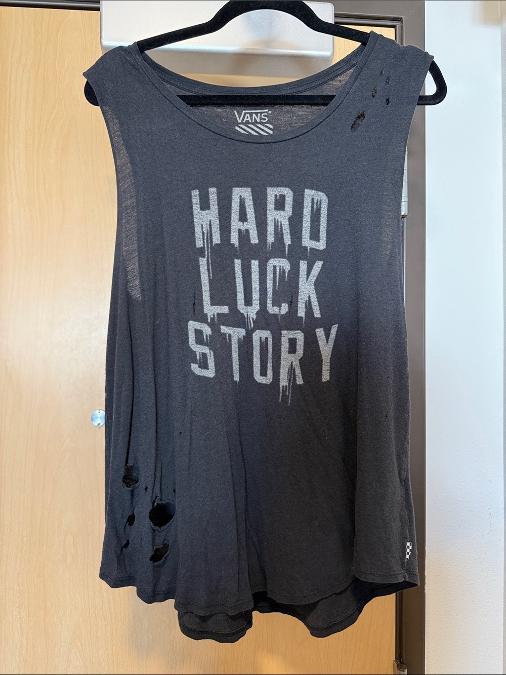 Vans Black 'Hard Luck Story' Distressed Muscle Tank